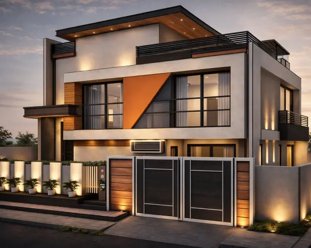 Finished independent villa with a modern facade